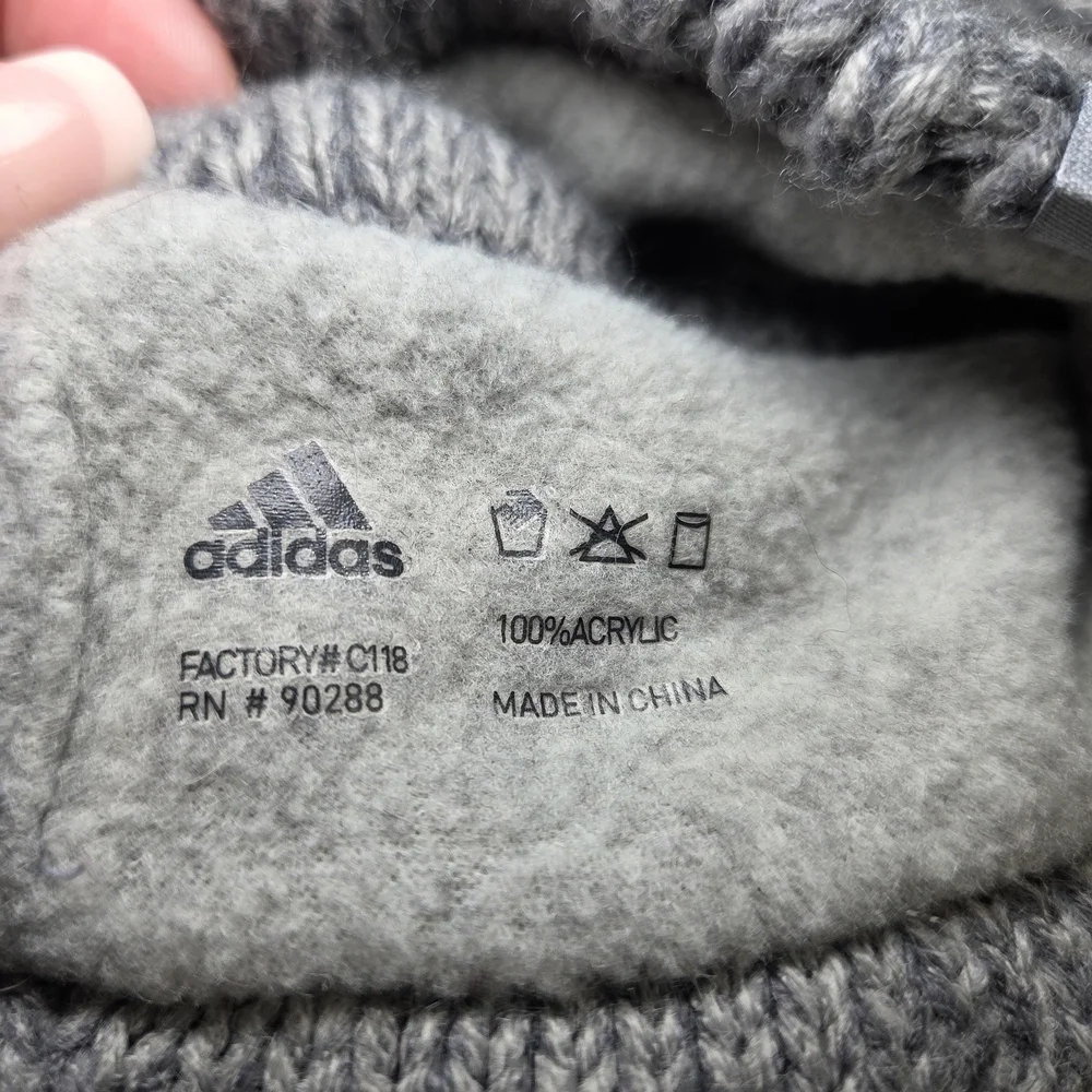 Adidas Gray Knit Headband with Blue Logo
